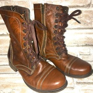 Steve Madden Troopa brown lace up combat boots